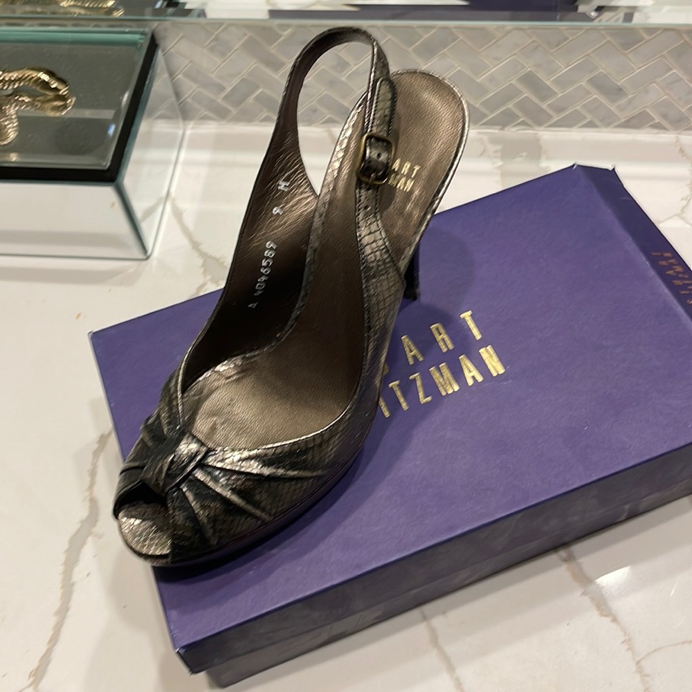 Barely Worn Metallic Snakeskin Stuart Weitzman Pe… - image 1
